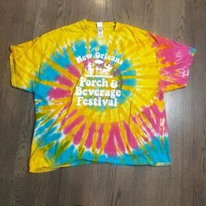 New Orleans Porch & Beverage Festival Tie Dye Graphic T-Shirt 3XL